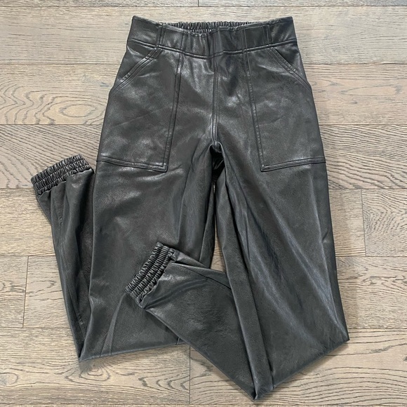 SPANX Faux Leather Pull On Joggers - Picture 1 of 11